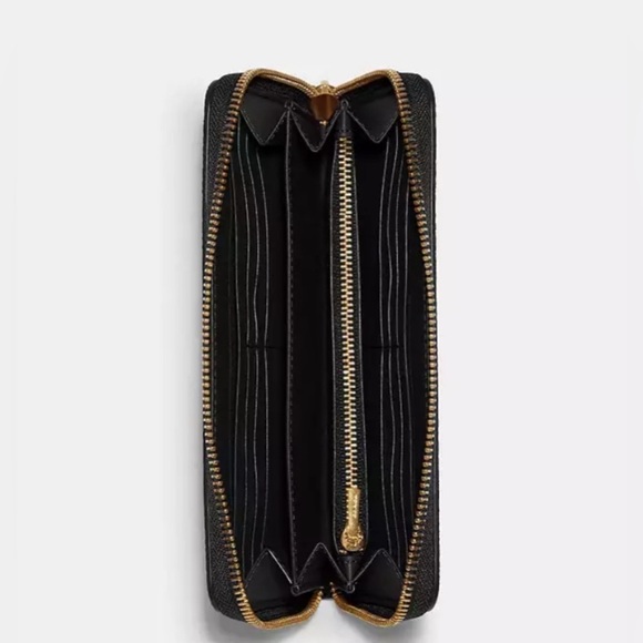 Coach - NEW - Long Zip Around Wallet In Signature Canvas. Gold/Brown Black - Picture 2 of 6